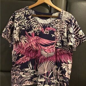Hermes Navy Short-Sleeve Top with Pink Flamingo t-shirt